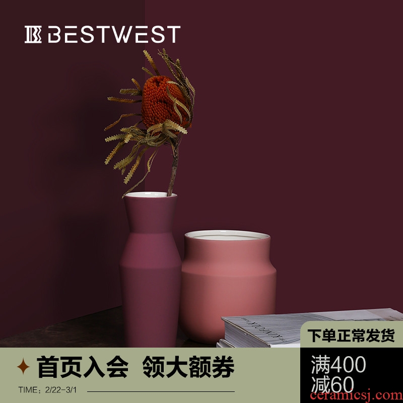 BEST WEST light key-2 luxury ceramic vase furnishing articles dry flower vase example room sitting room exhibition hall decoration ideas