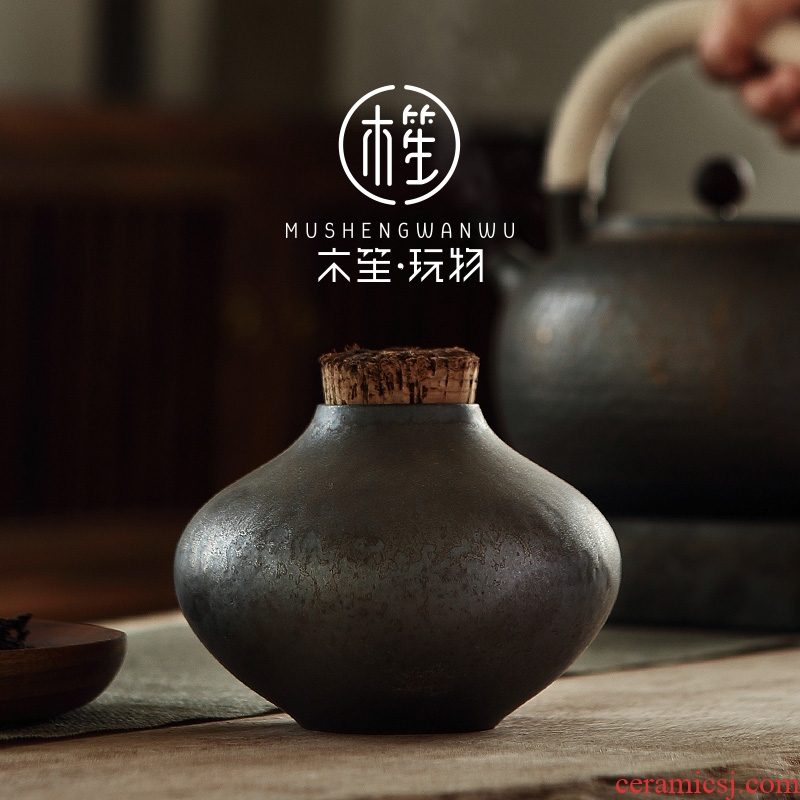 Ceramic tea pot Japanese creative contracted retro move small black tea storage tanks seal pot lawsuits pot