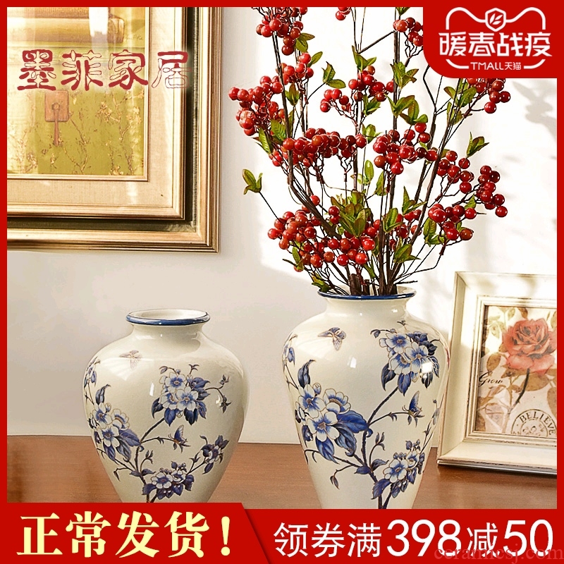 The New Chinese blue and white porcelain vase furnishing articles flower arranging living room TV cabinet table wine porch home decoration decoration