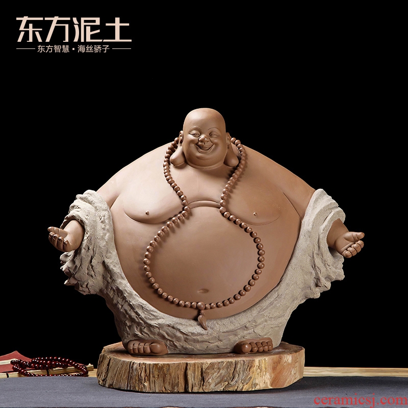 Oriental clay ceramic maitreya furnishing articles its art porch decoration/happy life old old D40-12 c