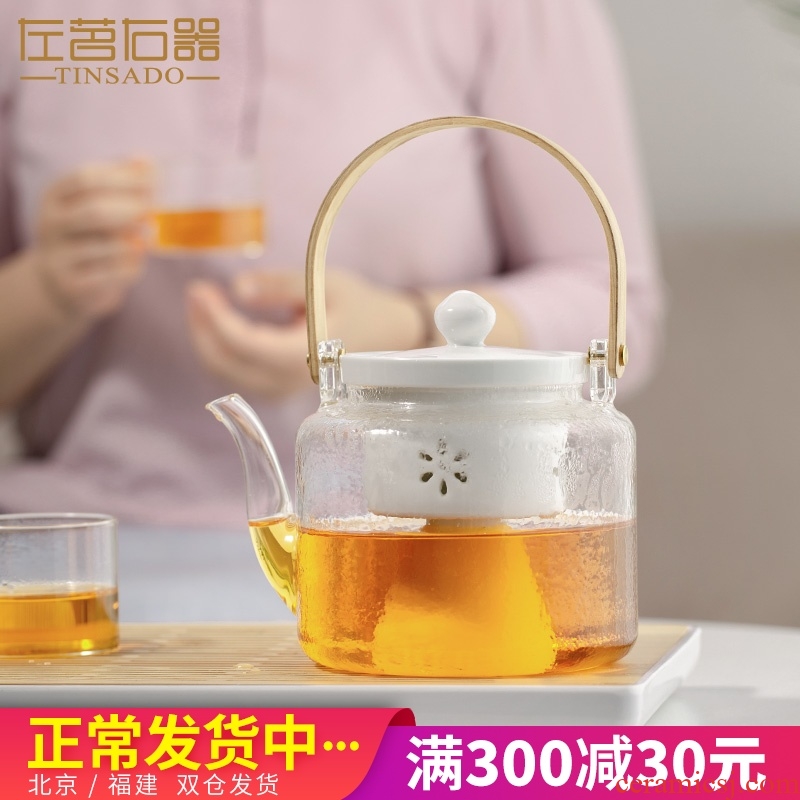 ZuoMing right implement single pot of thickening glass teapot steam pot of boiled tea steamer set girder pot of household ceramics bladder