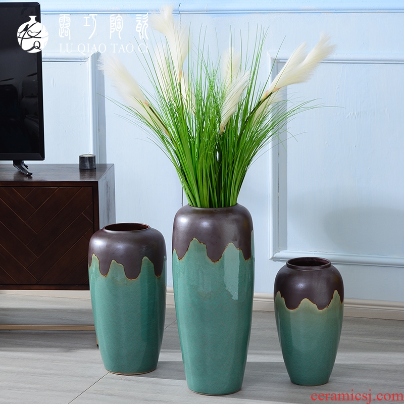 Lou qiao simulation flower furnishing articles sitting room be born by the large continental vases, ceramic creative TV ark, flower decoration