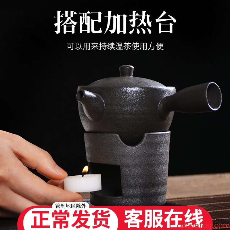 Coarse TaoWen tea stove suit Japanese cooking black pottery tea ware ceramic kung fu tea based'm alcohol lamp with the teapot