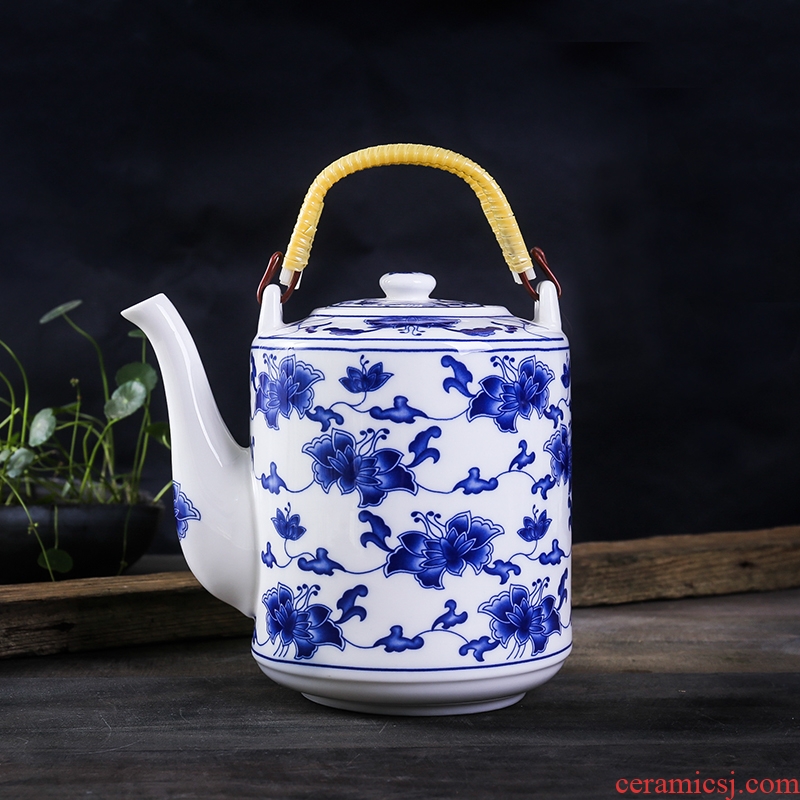 Jingdezhen porcelain ceramic teapot high - capacity cool large blue and white porcelain kettle cold girder teapot household kettle