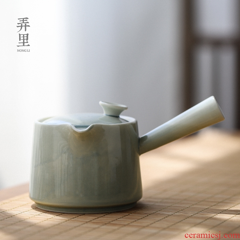 | its ehrs grey porcelain side put the pot of Japanese contracted kung fu tea set of jingdezhen ceramic teapot single pot by hand