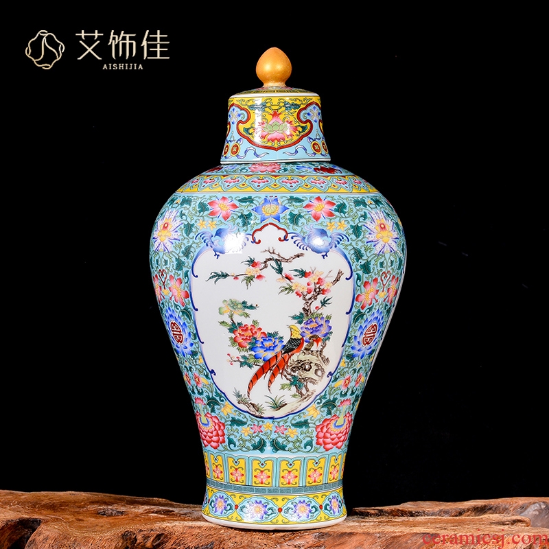 Jingdezhen porcelain qianlong vase furnishing articles household of Chinese style classical ancient frame, the sitting room porch decoration
