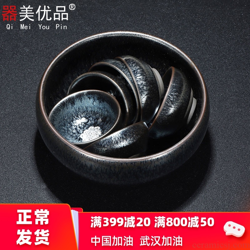 Implement the optimal variable tea ceramic bath obsidian change always built kung fu tea tea red glaze, the spare parts