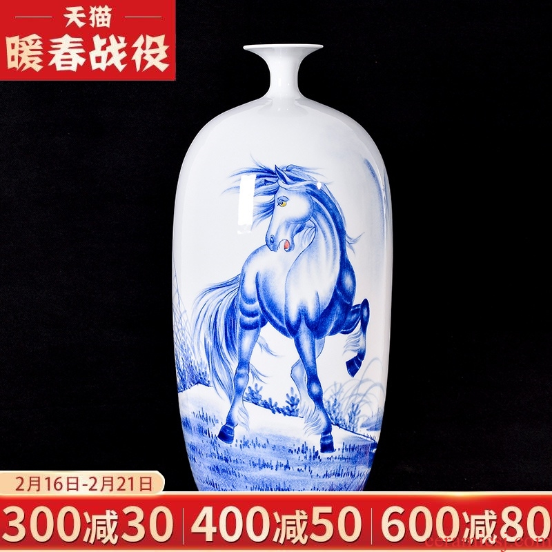 Jingdezhen ceramic vase sitting room adornment hand - made Chinese flower arranging success household handicraft collection furnishing articles