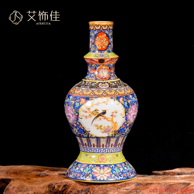 Jingdezhen ceramic vases, antique flower arranging furnishing articles of Chinese style restoring ancient ways the sitting room TV ark, household enamel decoration
