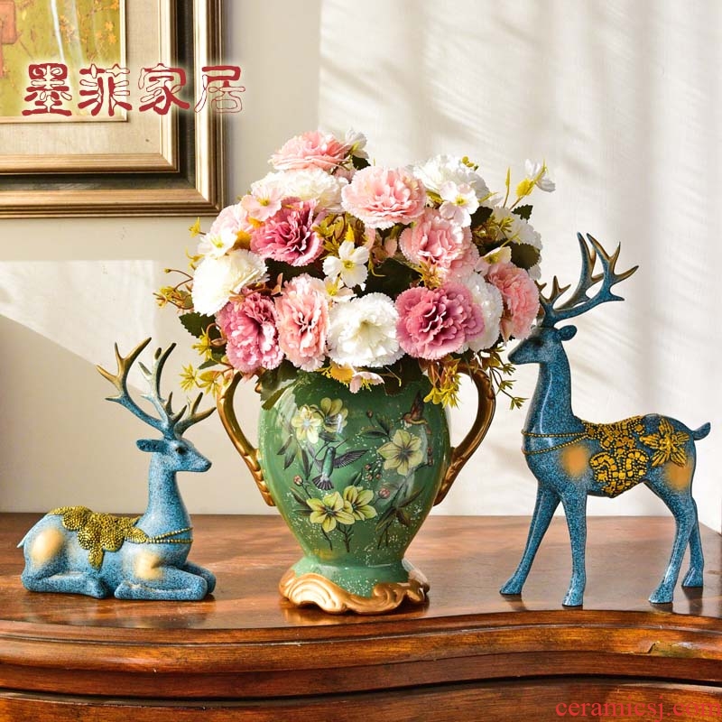 Ou porch creative deer furnishing articles American TV ark, wine sitting room adornment ceramic vases, flower arrangement suits for