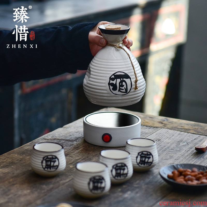 By understanding the modern wine temperature hot hip household ceramics Chinese antique wine package rice wine liquor cup pot of hot