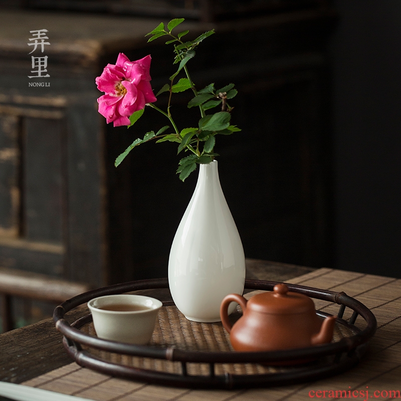 The Get | modern Chinese tea in the teahouse insert dehua white porcelain vases, flower implement the plant floor sample room furnishing articles