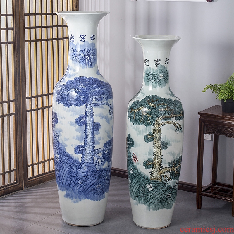 Jingdezhen ceramics of large vase manual hand - made guest - the greeting pine sitting room place flower arranging hotel opening