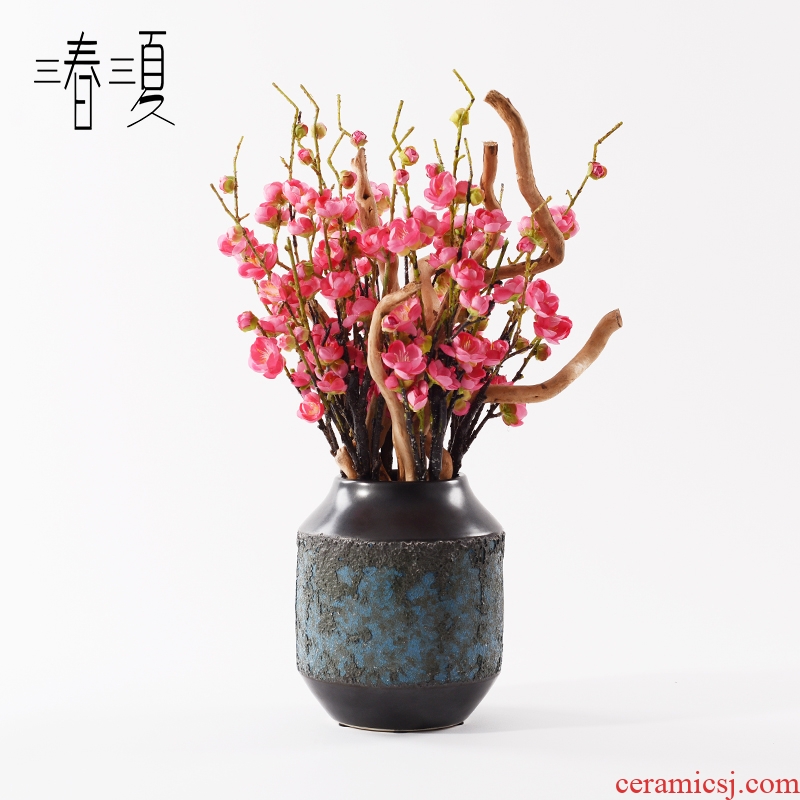 New Chinese style example room sales department zen simulation porch ark side red name plum bonsai the plants produce ceramics furnishing articles