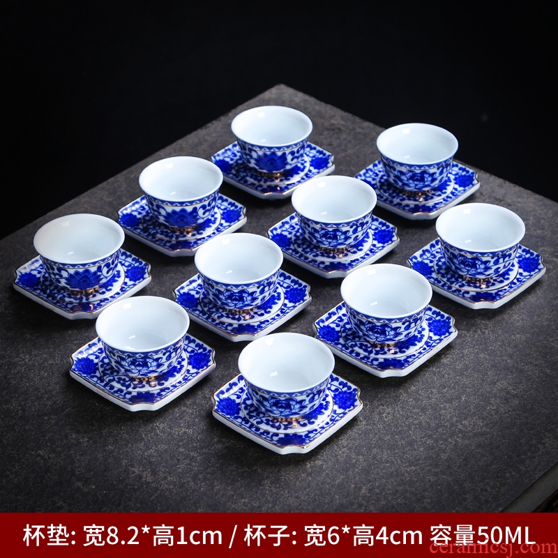 Jingdezhen blue and white porcelain ceramic cups hand - made kung fu tea tea set, sample tea cup hat to cup the master cup single CPU