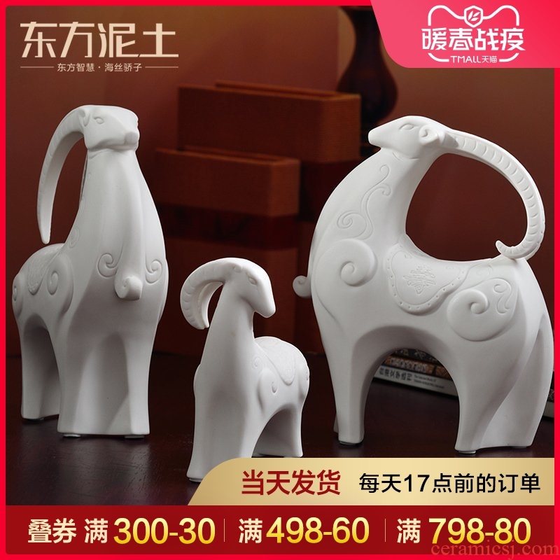 Oriental clay ceramic three Yang kaitai sheep furnishing articles new version into gifts/three Yang kaitai, fu lu shou