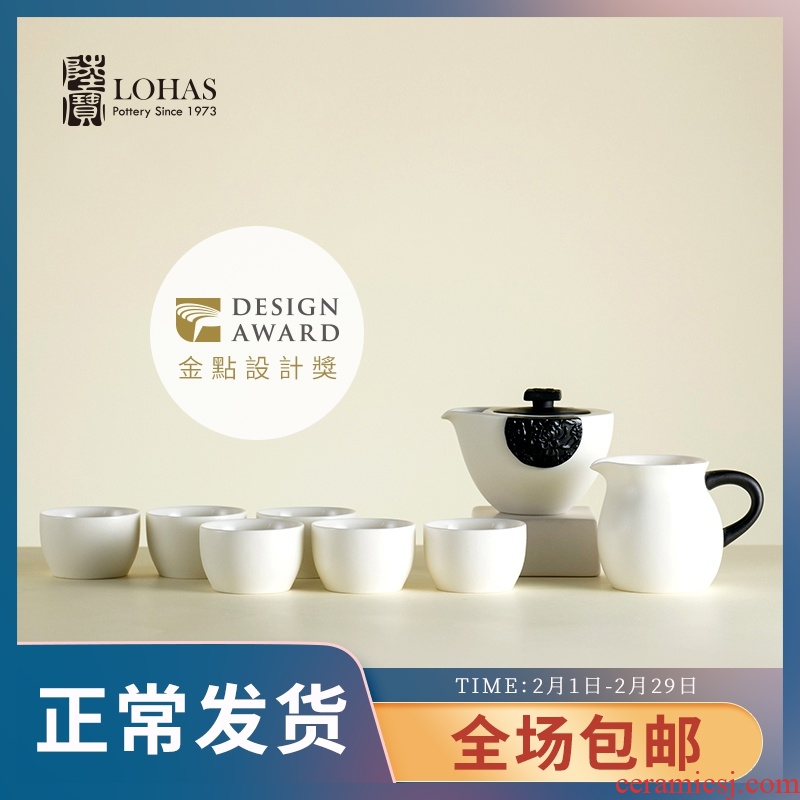 Lu Baoxin ipads porcelain set of kung fu single pot of six cups of tea sea fair keller gift tea set tori.net ink by, peony