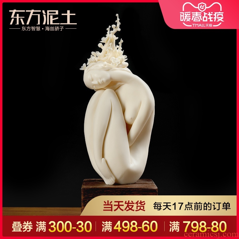 Oriental clay ceramic beauty character its art Chinese rich ancient frame wine sitting room decoration