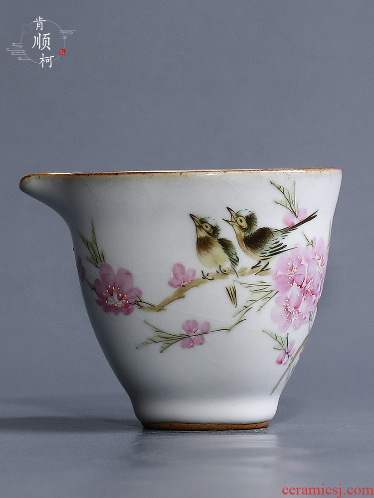 Jingdezhen your up teaset hand - made peach blossom put water point and fair keller cup more white porcelain ceramic tea machine accessories