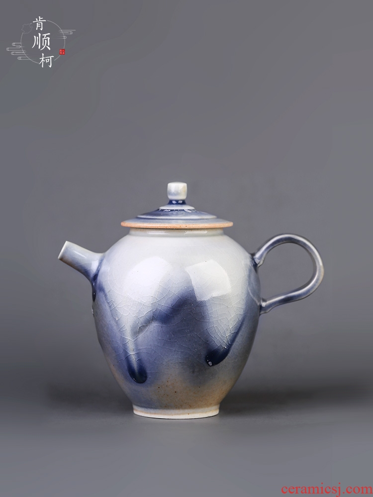 Pure manual variable ice crack fine ceramic glaze kung fu tea pot single pot of household small tea ware jingdezhen tea tea set