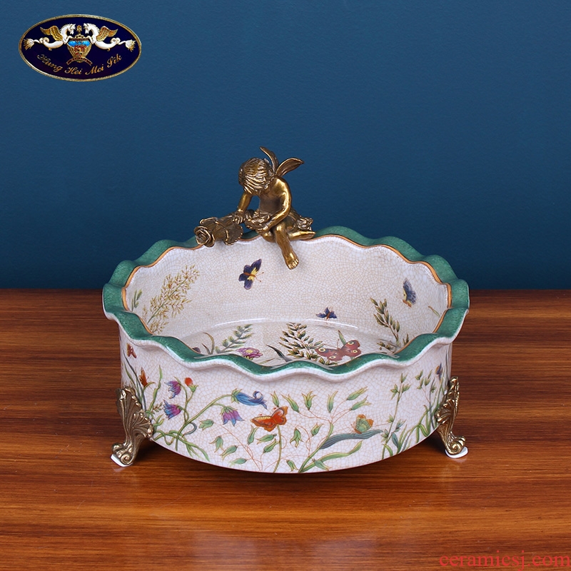 American ceramic dry fruit tray was home sitting room creative household act the role ofing is tasted high - class European - style key-2 luxury compote receive tea table plate