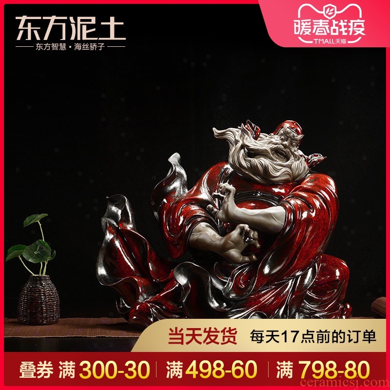 The east mud flame red glaze ceramic Chinese characters furnishing articles household adornment cabinet/doors of porch catch ghost