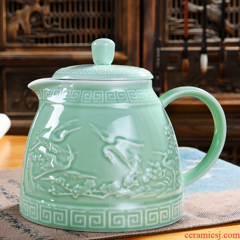 Jingdezhen ceramic teapot large celadon pot with screen pack cool teahouse home tea kettle teapot