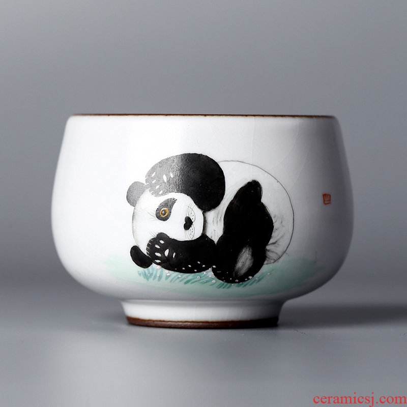 Jingdezhen ceramic sample tea cup masters cup pure manual open the slice your up hand - made kung fu panda cup a cup of tea