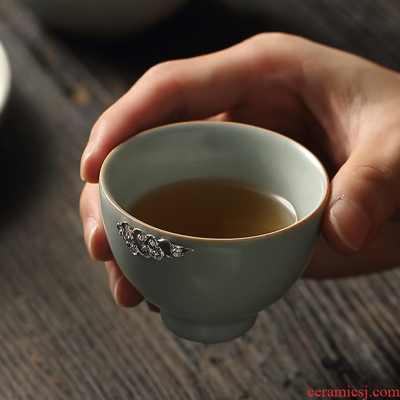 Taiwan FengZi your up manual sample tea cup silver kongfu master cup silver ceramic cup for cup opening