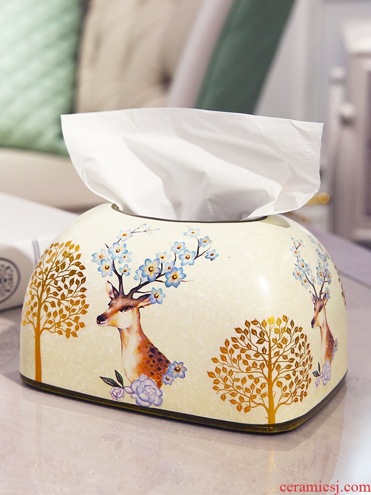 American country smoke creative ceramic carton ou rural place napkin tissue box sitting room dining - room table decoration