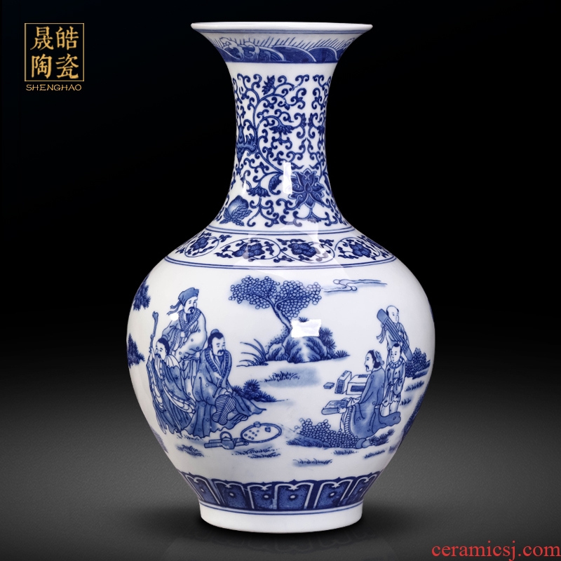 The Vase of jingdezhen blue and white porcelain vases, pottery and porcelain Vase archaize lotus flower grain character design ceramic bottle furnishing articles