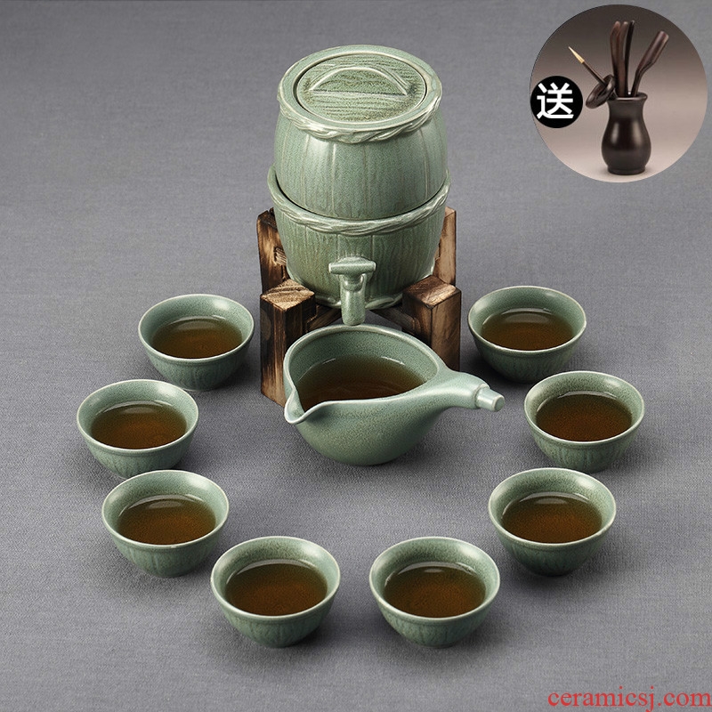 Contracted and I household semi - automatic kung fu tea sets ceramic cups, teapot creative Shi Mopan make tea