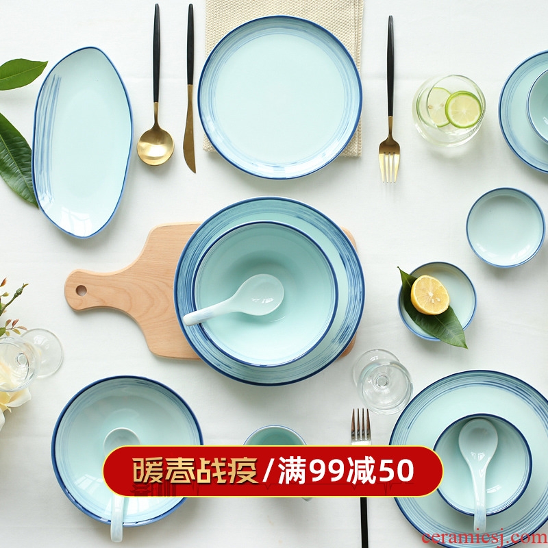 Sichuan island house Japanese - style fresh element line ceramic tableware rice bowls bowl dish dish fish dish flavor dish of PZ - 141