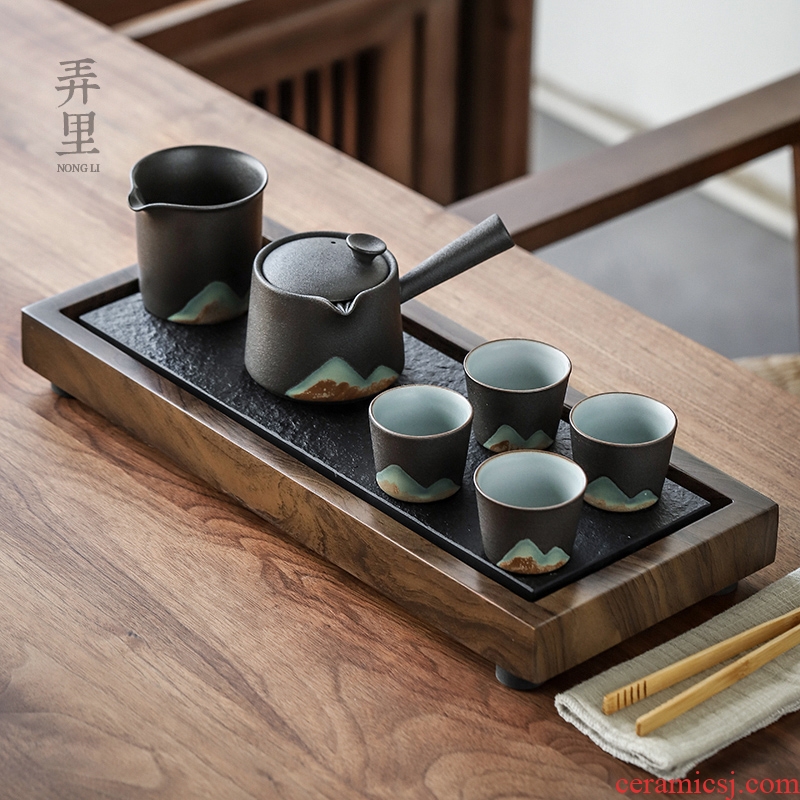 The Get | in Japanese contracted sharply stone tea tray was little sitting room tea table drainage kung fu tea set suit black household ceramics