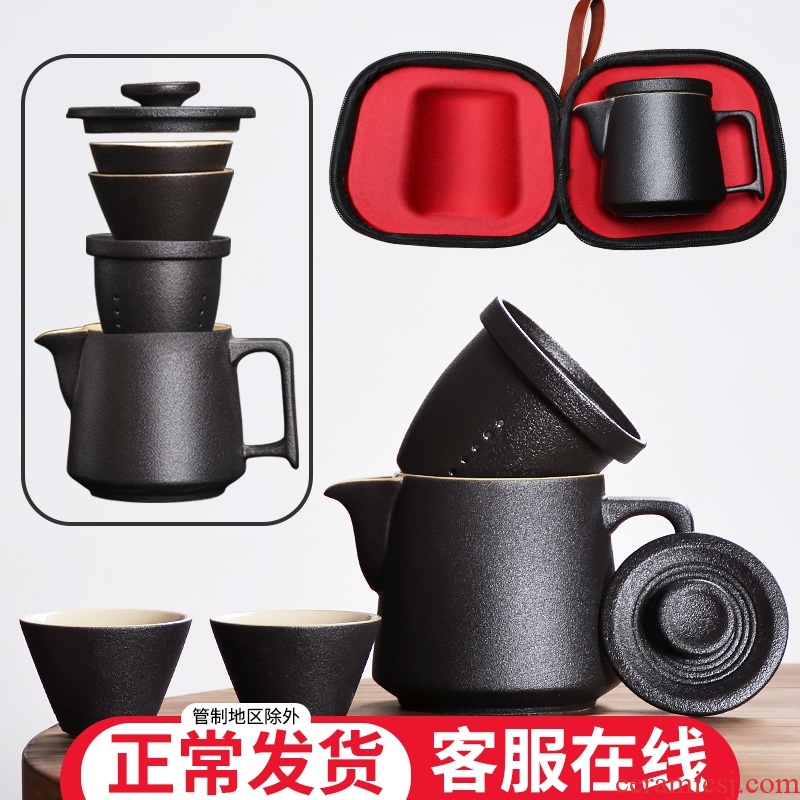 Thousand teapot from kung fu suit travel ceramic tea set portable contracted crack cup a pot of two cups of the custom logo