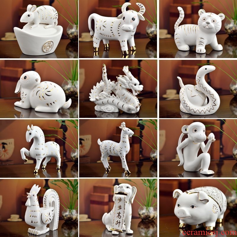 The east mud creative birthday present practical 12 Chinese zodiac animals dragon pig cattle dog furnishing articles ceramic arts and crafts