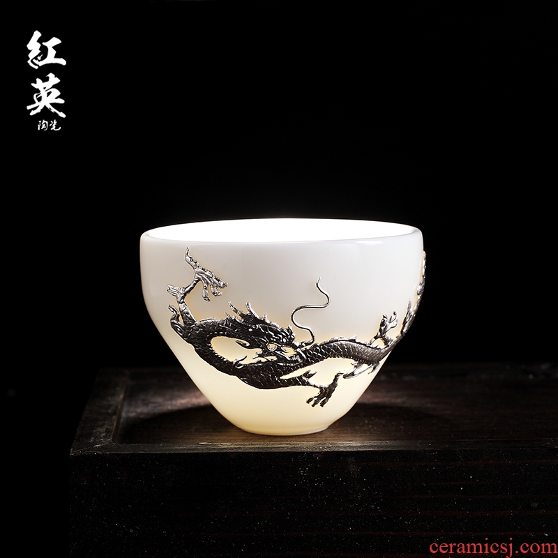 Red the jingdezhen ceramic cups kung fu tea set household sample tea cup individual small cups master cup single CPU