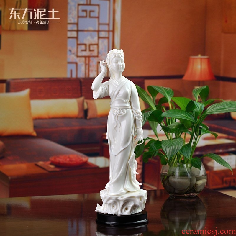 The east mud dehua white porcelain crafts are white marble porcelain art collection/fishermen 's getting D01-057