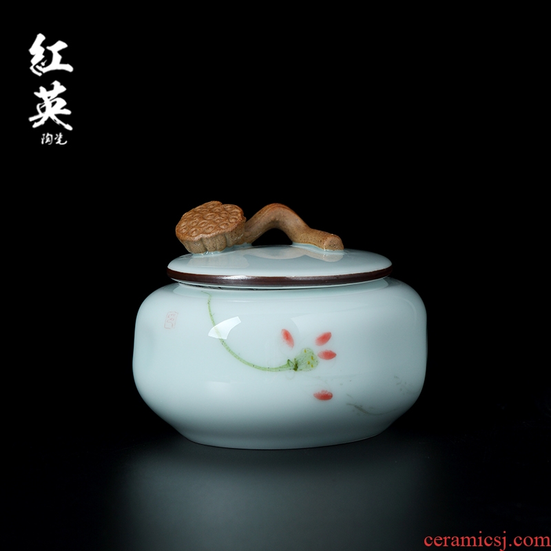 Red the jingdezhen ceramic seal storage warehouse tea box storage tea pot hand - made celadon small medium caddy fixings