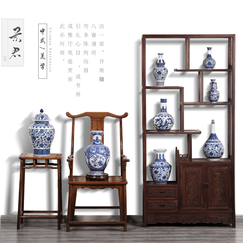JingJun jingdezhen porcelain hand - made of high - grade household adornment blue and white porcelain vase