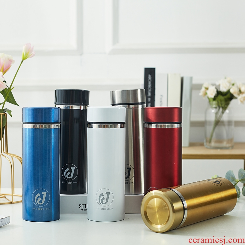 Jingdezhen ceramic vacuum cup with cover filter high - capacity man enamel - lined portable car cup 400