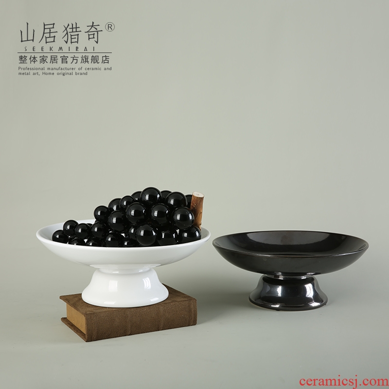 Modern home furnishing articles sitting room tea table table decoration of Chinese style ceramic fruit bowl compote household for the plate