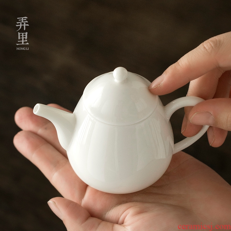 The Get | white porcelain dehua porcelain ceramic jade teapot in kung fu tea set household filter manually teapot xi shi pot