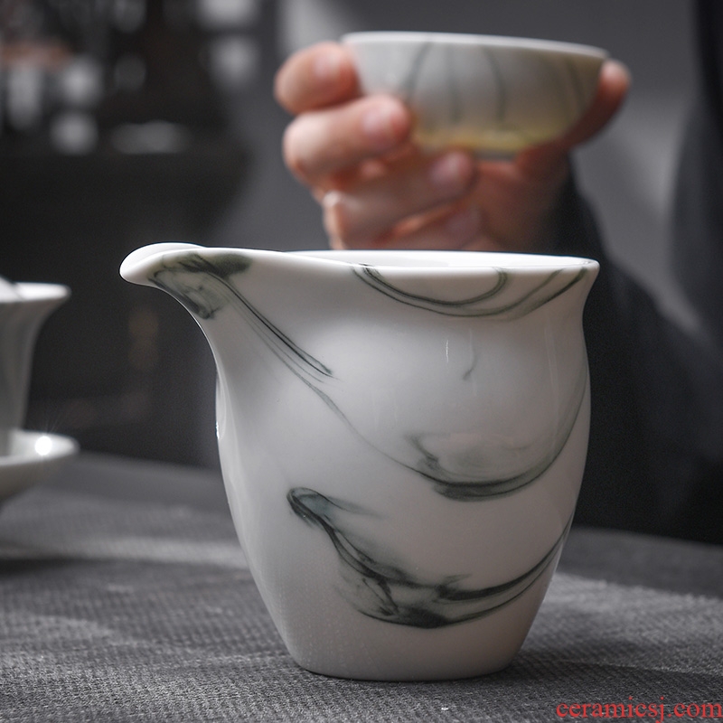 Laugh, fair white porcelain tea cups dehua ink kung fu tea tea tea accessories ceramics points