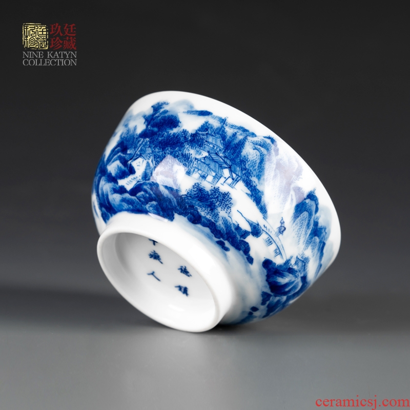 About Nine katyn checking sample tea cup master cup single CPU jingdezhen blue and white kung fu tea cups white root again hand - made ceramic cup