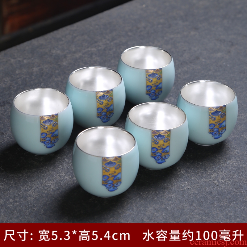 Celadon teacup tea set kung fu tea set a complete set of contracted ceramic tea tureen household single cup suit the teapot