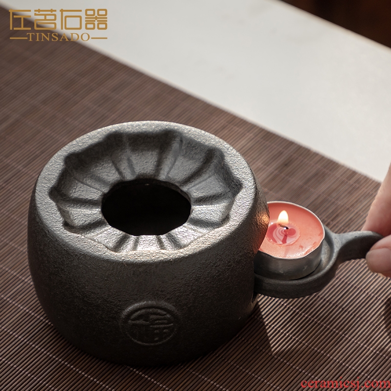Black pottery tea candles to boil tea tea stove furnace temperature ceramic flower pot heating base keep warm tea set temperature