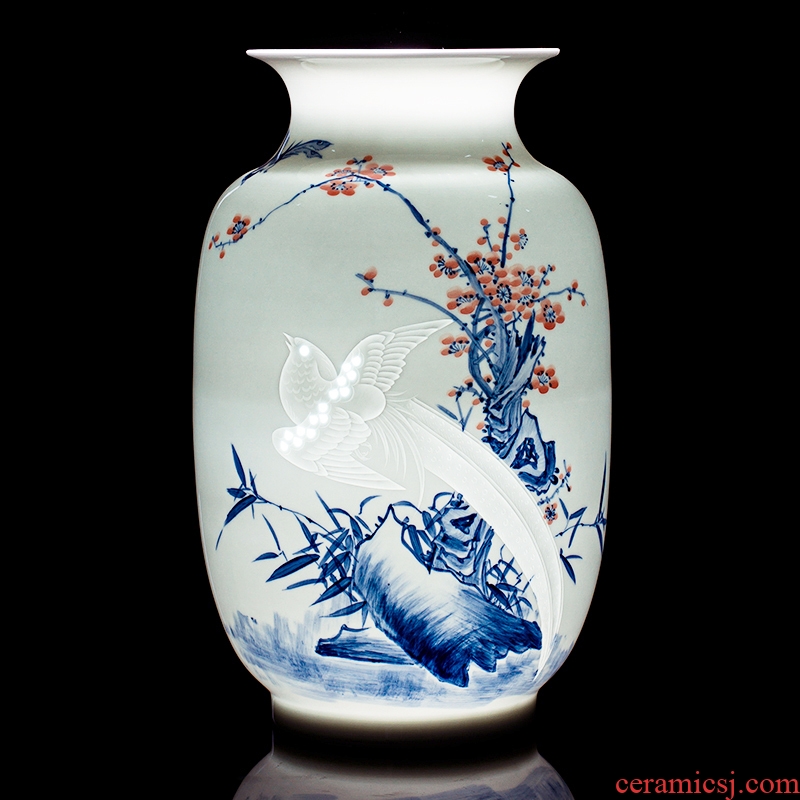 Jingdezhen ceramics hand - made vases, flower arranging is a brace bonanza archaize process decoration of Chinese style household furnishing articles
