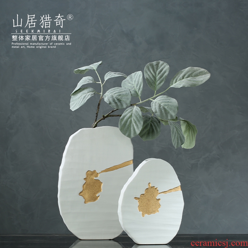 New Chinese style frosted white ceramic vase dried flower flower arranging flower implement Nordic sitting room home soft decoration