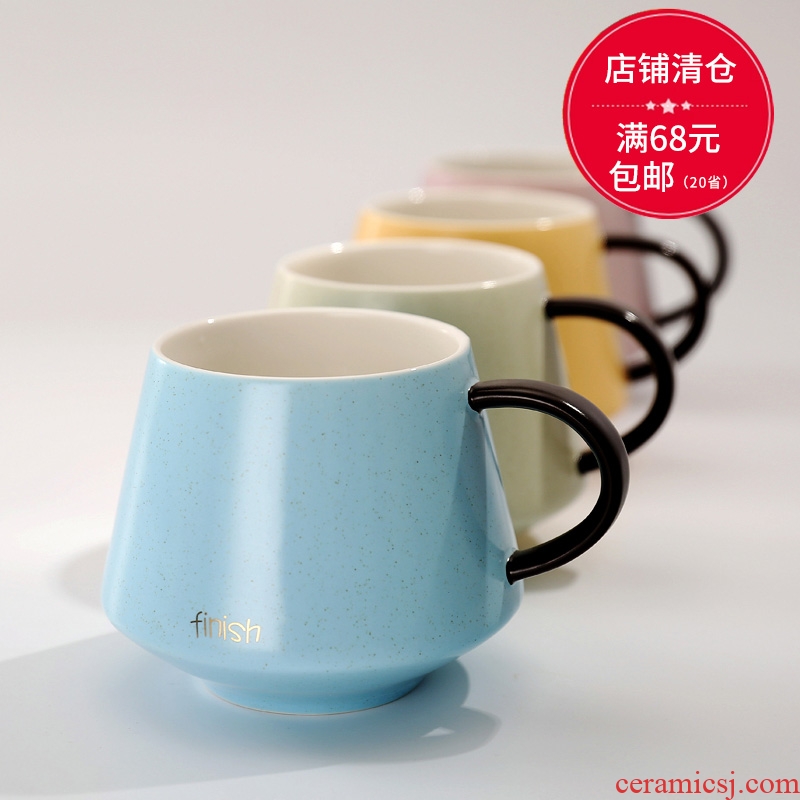 Creative ceramic cup picking cups of coffee cup of milk for breakfast cup simple pure color mark cup household ceramic cup